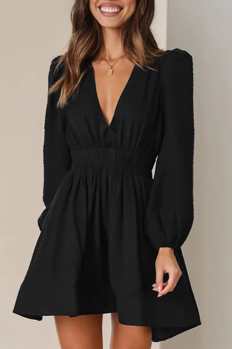 Casual V Neck Short Sleeve Bodycon Dress - Luxivelle