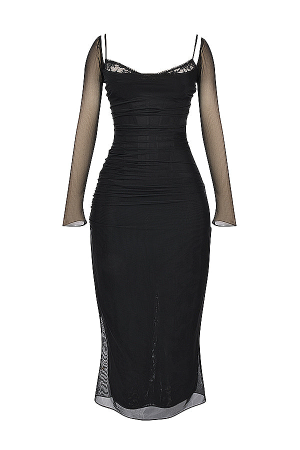 Evangeline | Deep maxi dress with long sleeves