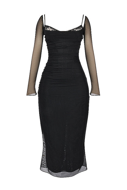 Evangeline | Deep maxi dress with long sleeves