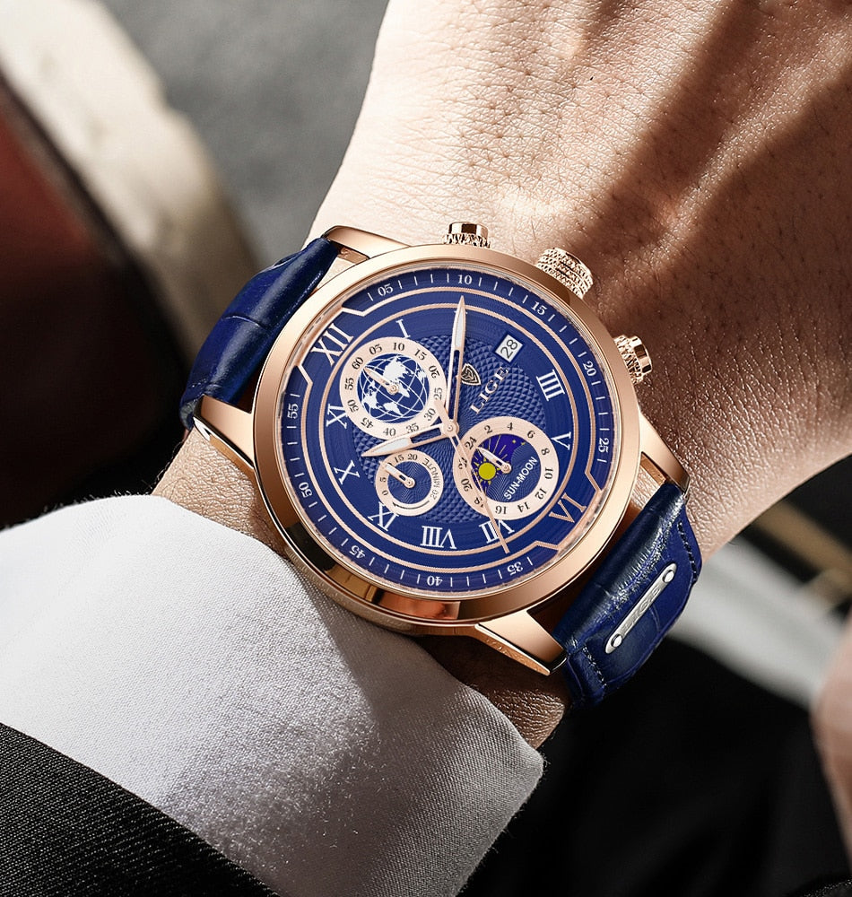 Modern Leather Chronograph Men's Watch