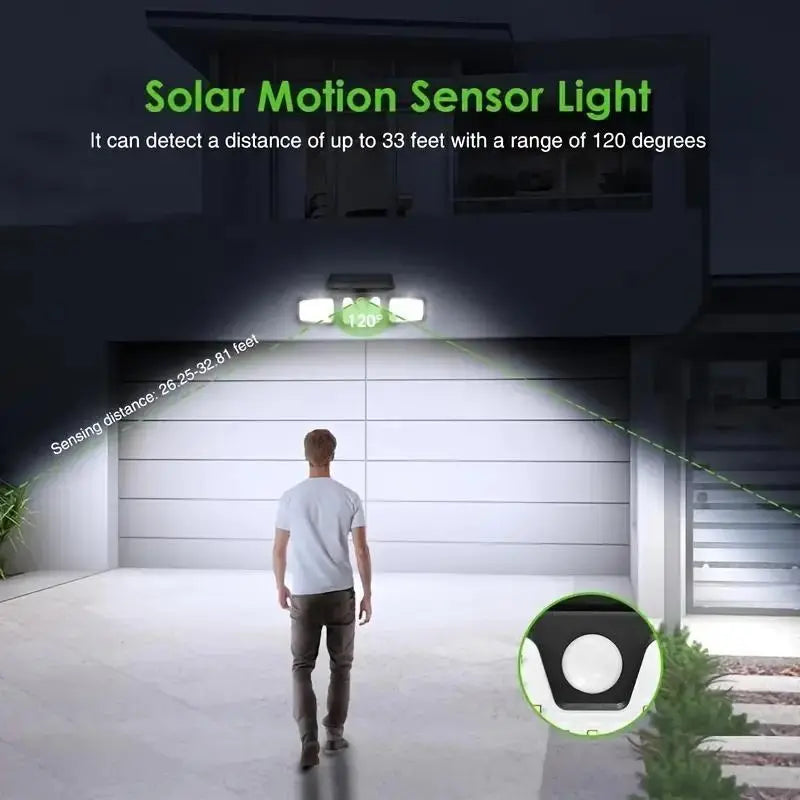 Bright Outdoor Motion Security Light with 3 Heads