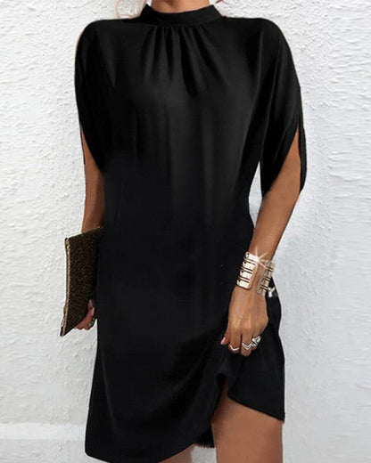 Variant image for Hacinta | Bat Sleeve Dress - Lightweight Fabric, Black & White Summer Dresses-1