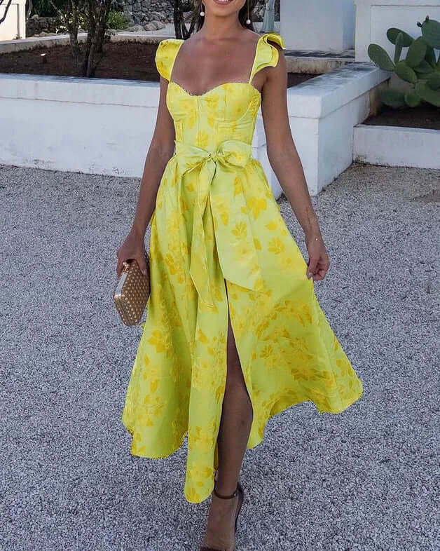 Colorful Floral Bell Sleeve Dress - Luxivelle