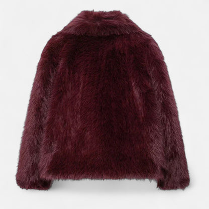 Short Puffer Winter Coat for Women with Faux Fur Collar