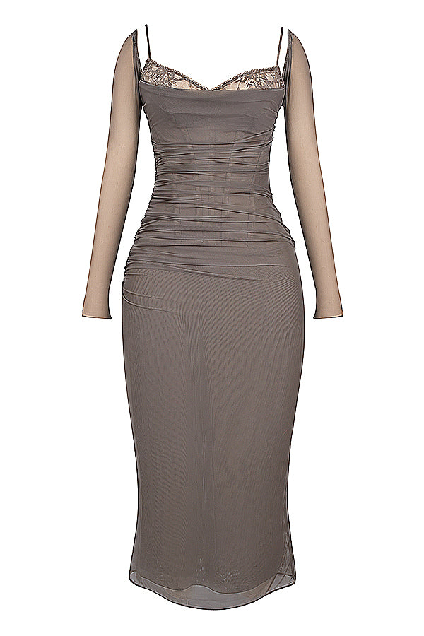 Evangeline | Deep maxi dress with long sleeves