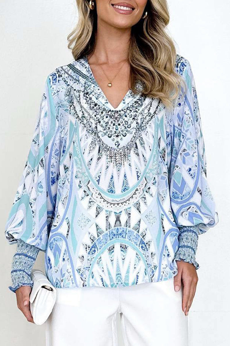 Ladies' Floral V-Neck Winter Shirt
