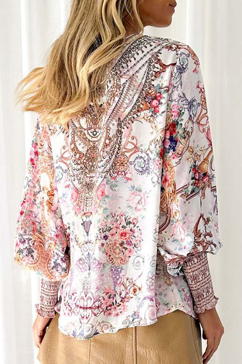 Ladies' Floral V-Neck Winter Shirt