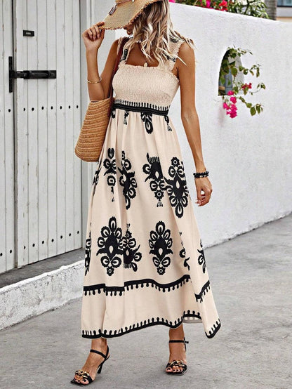 Trendy Halter Neck Summer Print Beach Dress