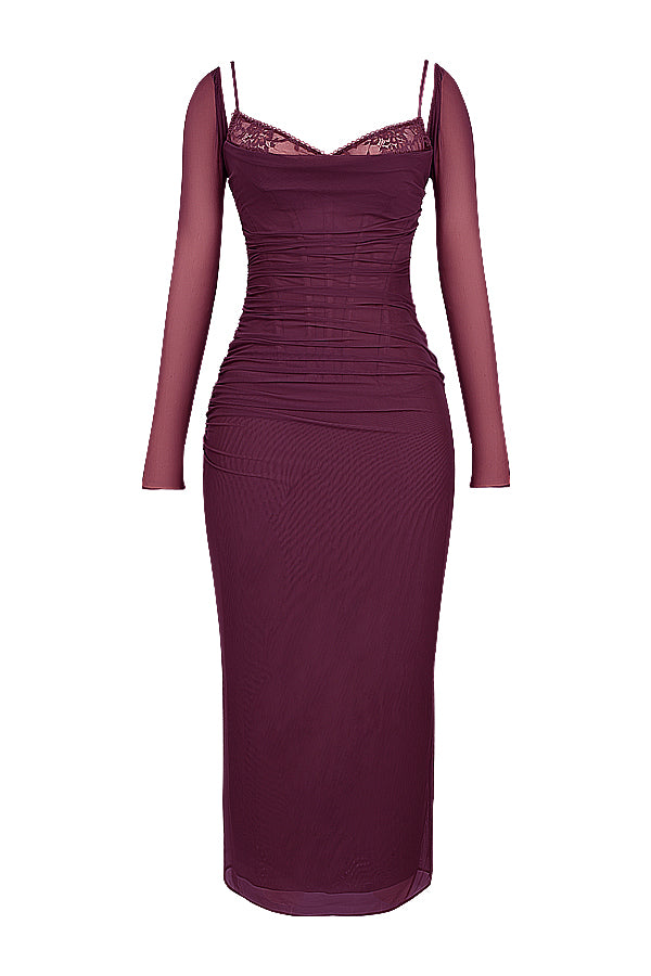 Evangeline | Deep maxi dress with long sleeves