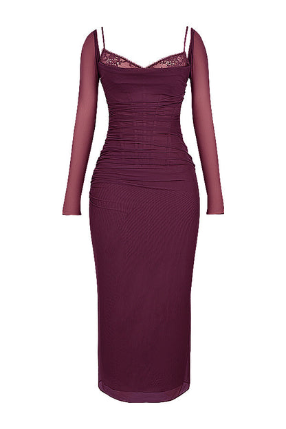 Evangeline | Deep maxi dress with long sleeves