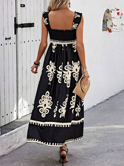 Trendy Halter Neck Summer Print Beach Dress