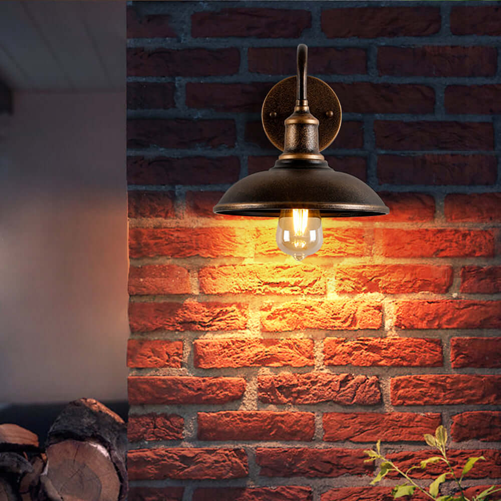 Vintage Waterproof Outdoor Wall Light Brass Finish