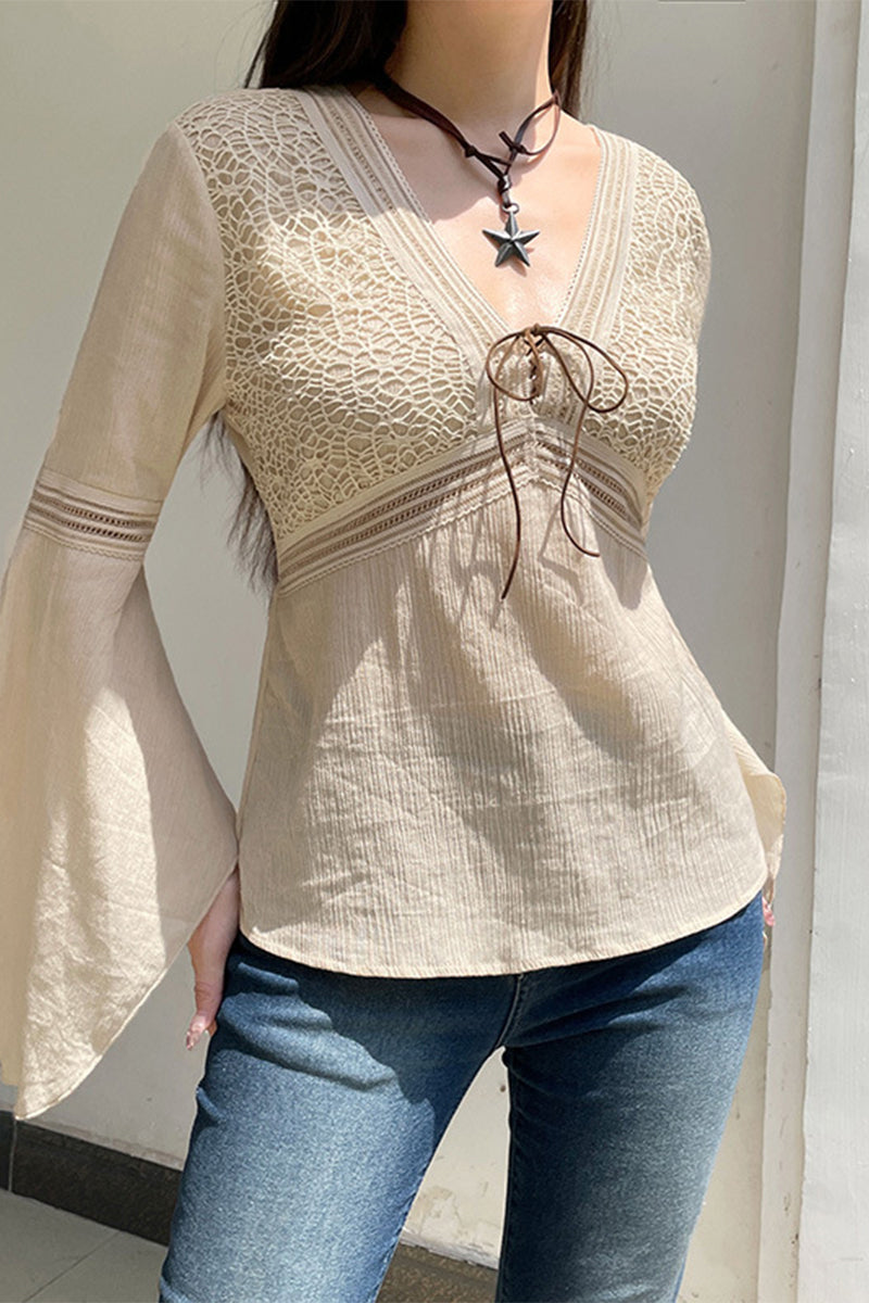 Ladies' Relaxed Fit V-Neck Long Sleeve Top