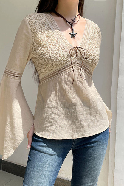 Ladies' Relaxed Fit V-Neck Long Sleeve Top