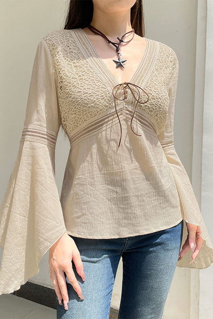 Ladies' Relaxed Fit V-Neck Long Sleeve Top