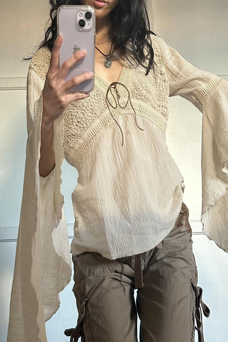 Ladies' Relaxed Fit V-Neck Long Sleeve Top