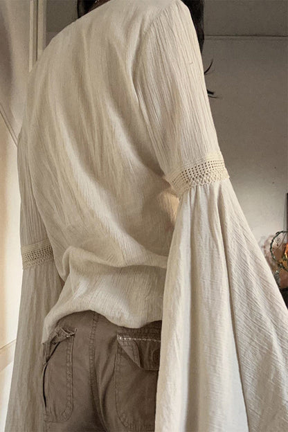 Ladies' Relaxed Fit V-Neck Long Sleeve Top