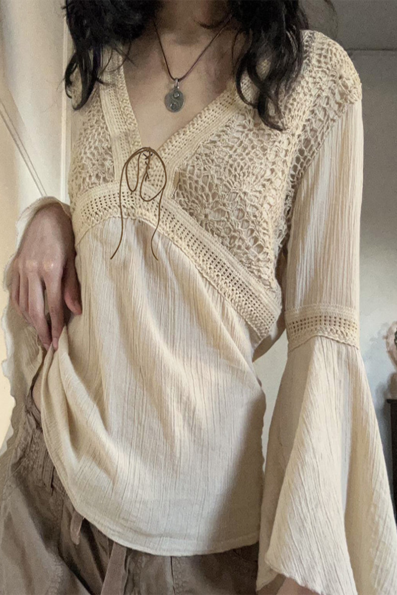 Ladies' Relaxed Fit V-Neck Long Sleeve Top