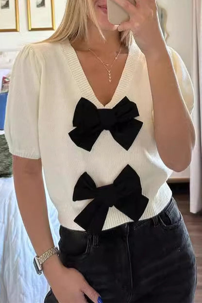 Ladies' Chiffon Blouse with Ribbon Detail