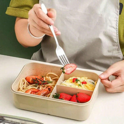 Spill-Proof Large Bento Box with Utensils - 3 Section Container - Luxivelle