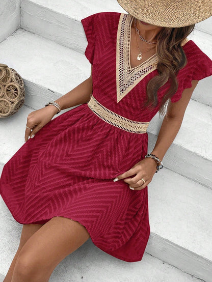 Elegant French Lace Trim Dress