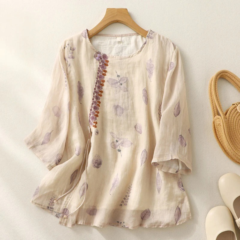 Casual Embroidered Loose Fit Top