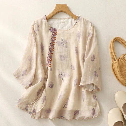 Casual Embroidered Loose Fit Top