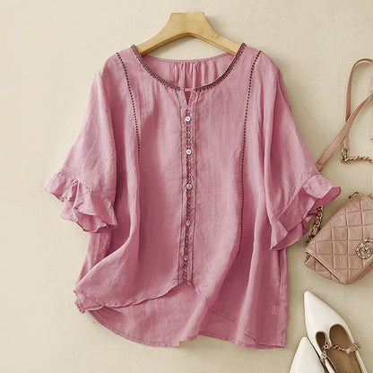 Pretty Ruffled Short Sleeve Women's Blouse