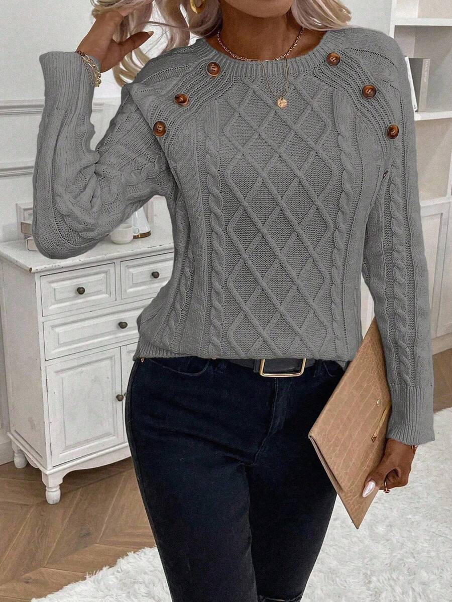 Classic Button Front Knit Sweater