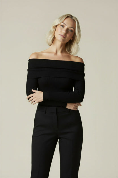 Casual Oversized Cold Shoulder Knit Top