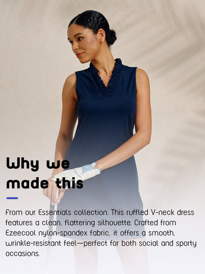 Simple Ruffled V Neck Sundress with UPF 50 Protection
