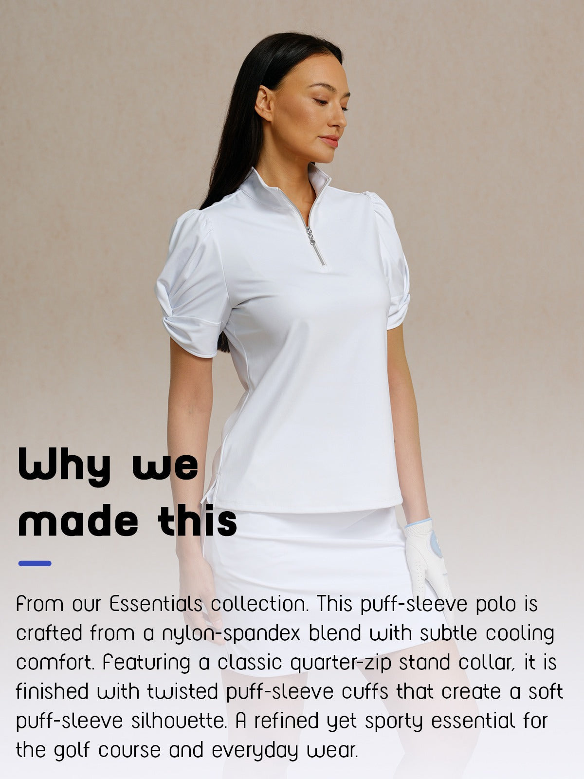 Essential Puff Sleeve Quarter Zip Sun Protection Top