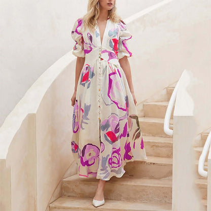 Long Sleeve Cotton Maxi Dress - Luxivelle