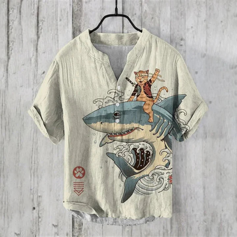 Casual Graphic Printed Short Sleeve Men's Summer Shirt