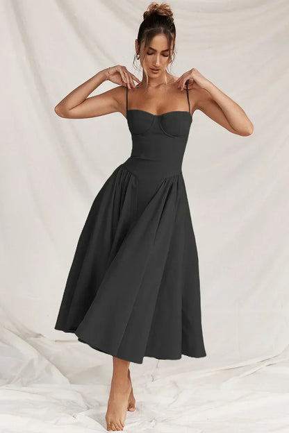 Billie | Sleeveless midi dress with corset cut