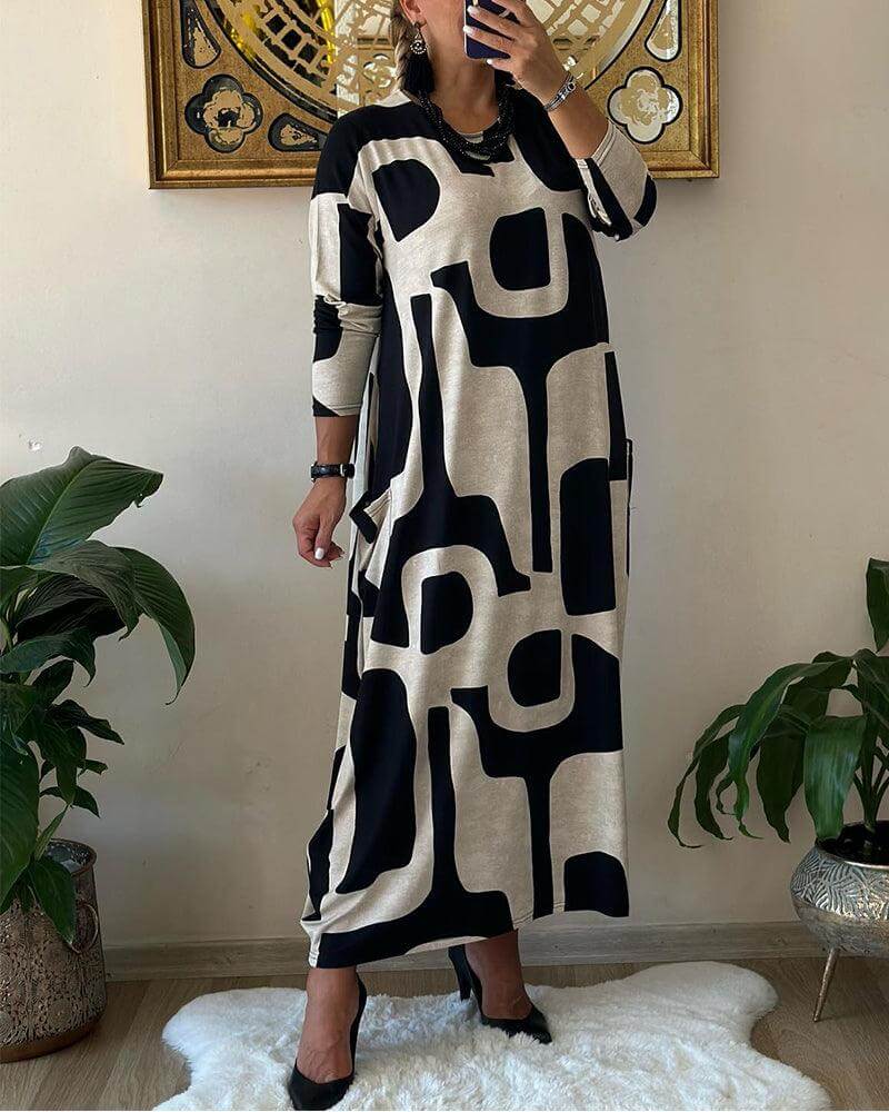 Fashionable Floral Long Sleeve Women's Dress