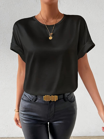 Soft Short Sleeve Women's Cotton Blouse Top