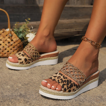 Natural Fiber Wedge Sandals
