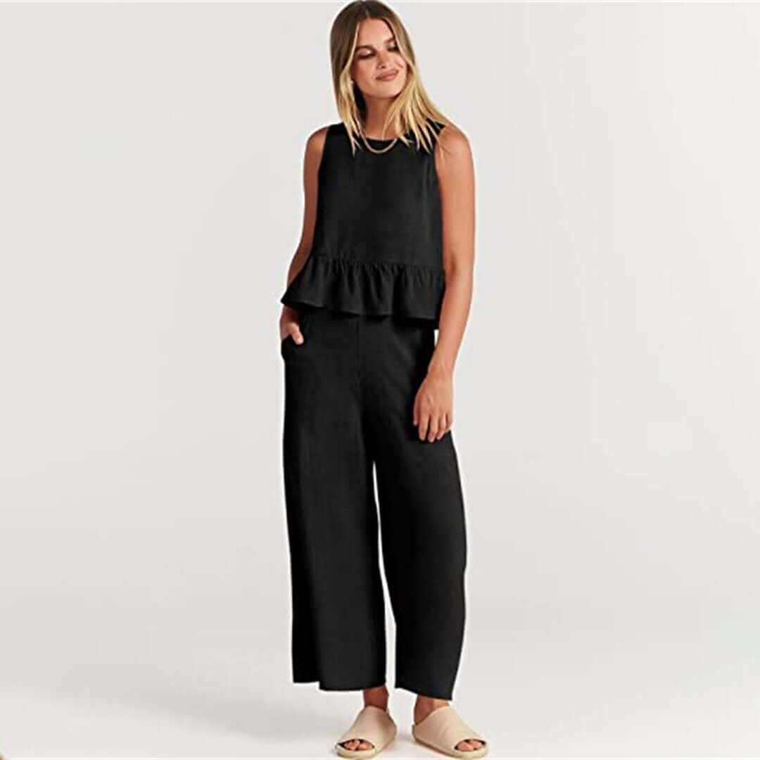 Ladies' Floral Off Shoulder Jumpsuit Set