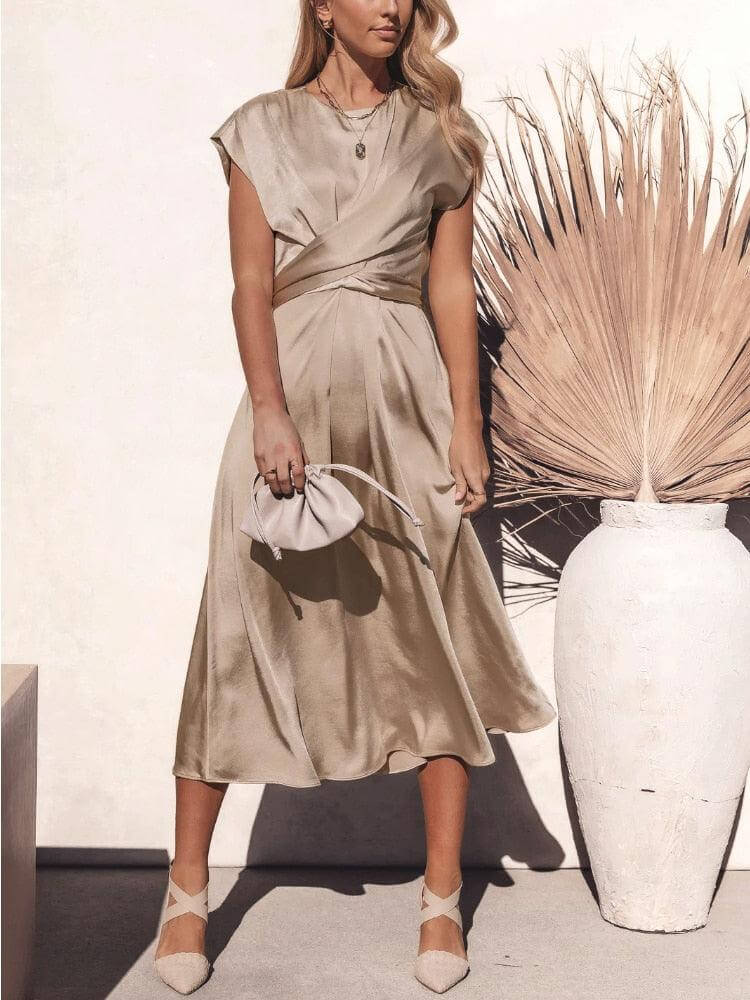 Luxurious Floral Knee Length Dress for Ladies