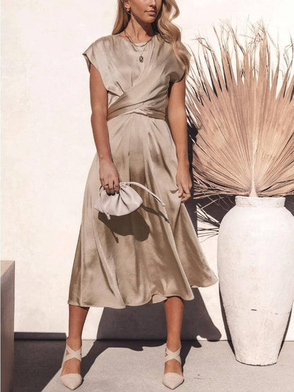 Luxurious Floral Knee Length Dress for Ladies