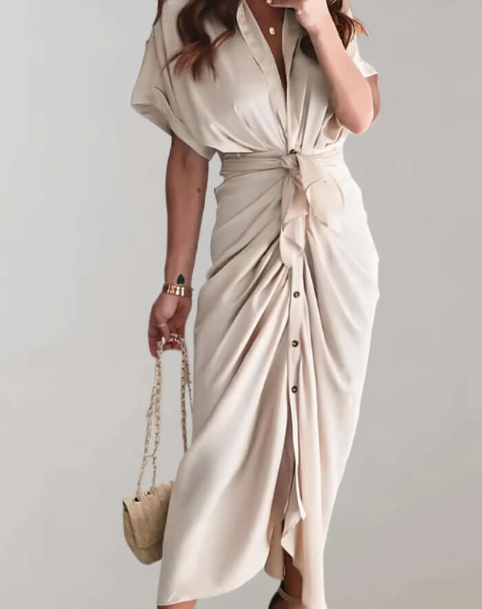 Bodycon Maxi Dress - Bell Sleeve
