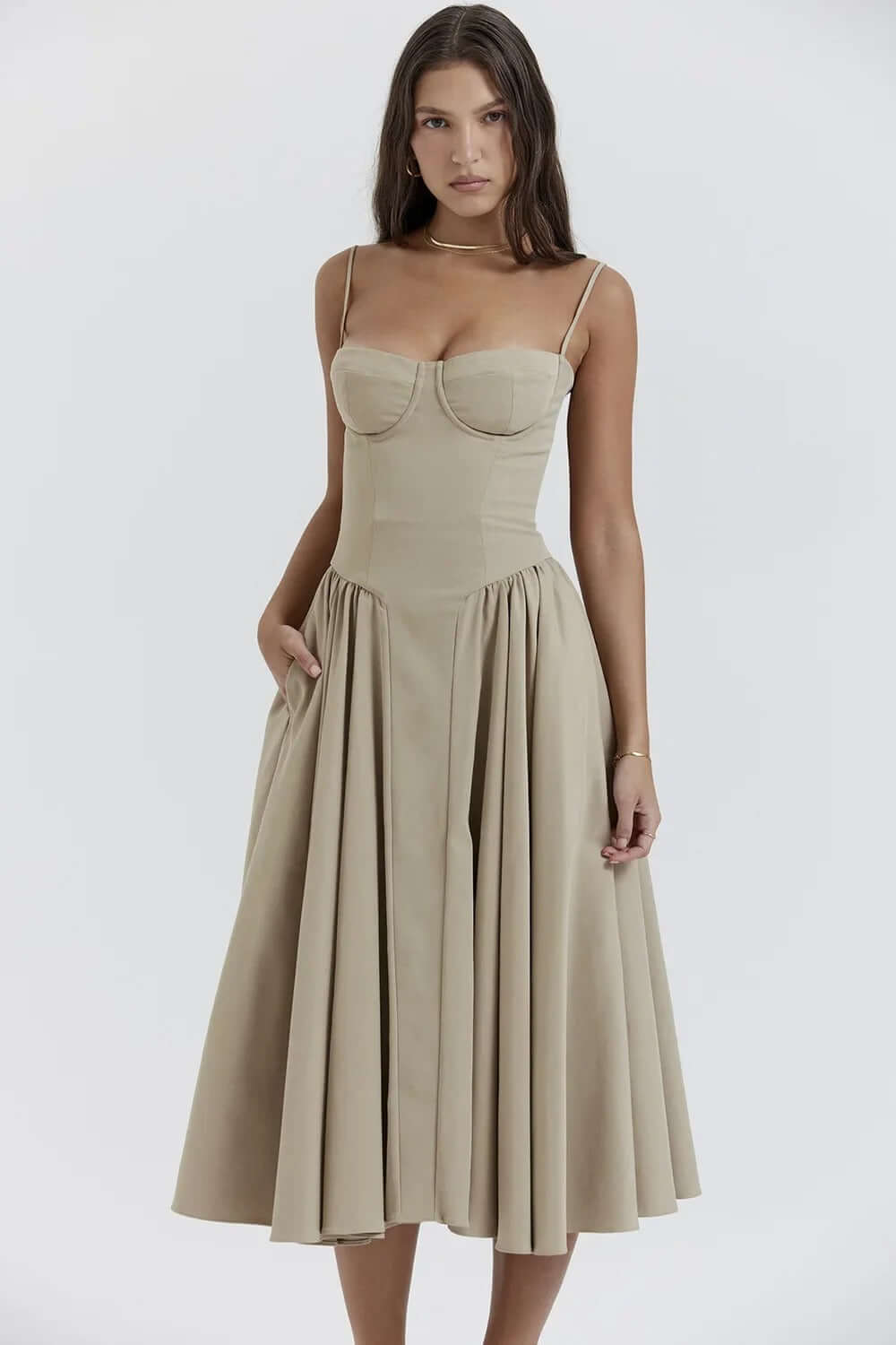 Feminine Strapless Bodycon Mid Length Dress
