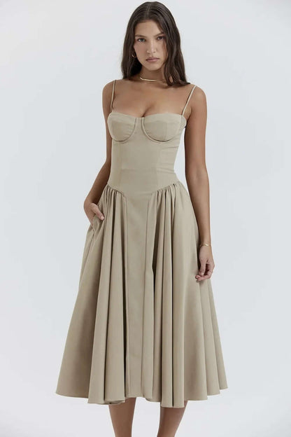 Feminine Strapless Bodycon Mid Length Dress