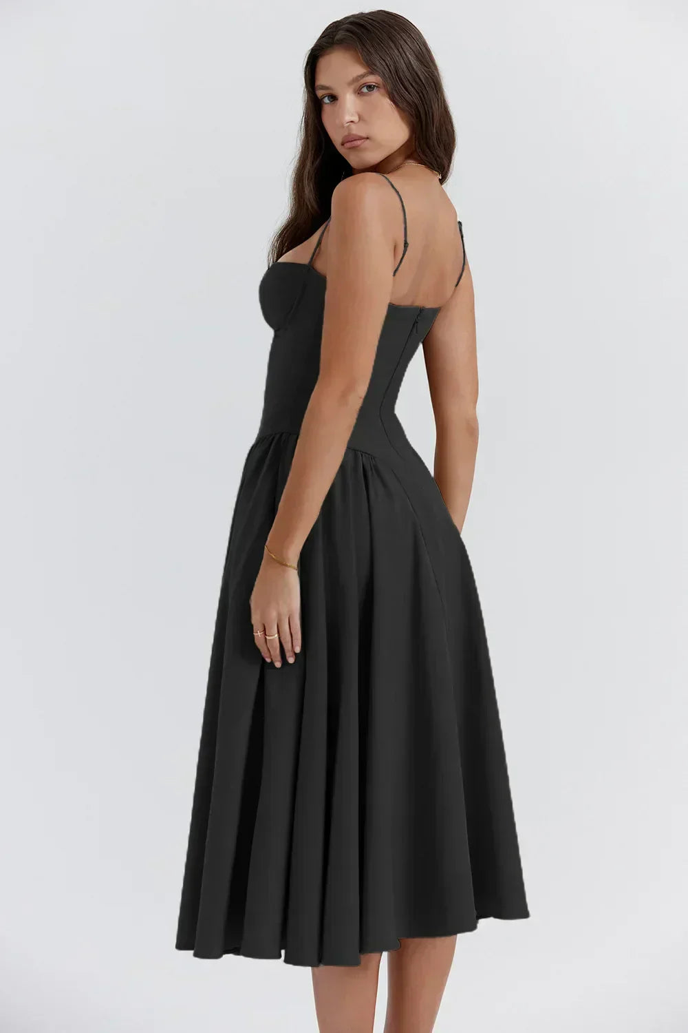 Billie | Sleeveless midi dress with corset cut