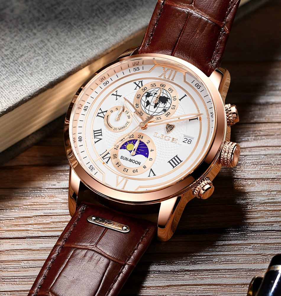 Modern Leather Chronograph Men's Watch