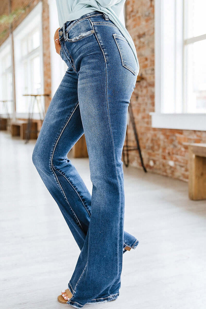 Ladies' Fit High Waist Wide Leg Jeans
