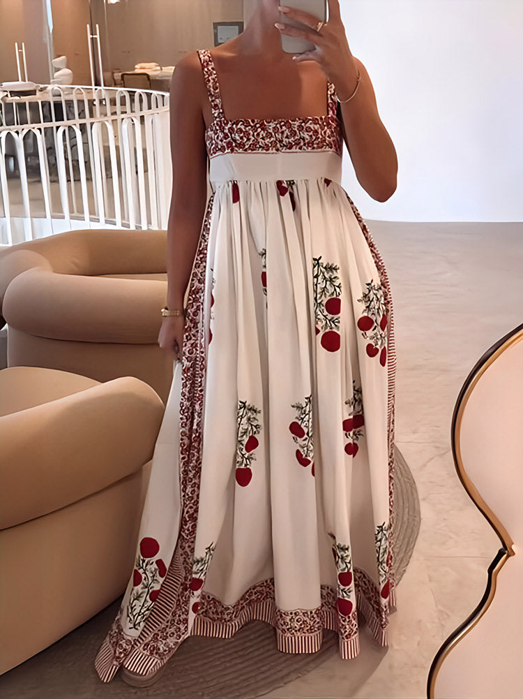 Beautiful Red Floral Maxi Dress
