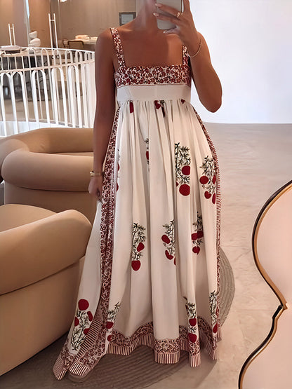 Beautiful Red Floral Maxi Dress