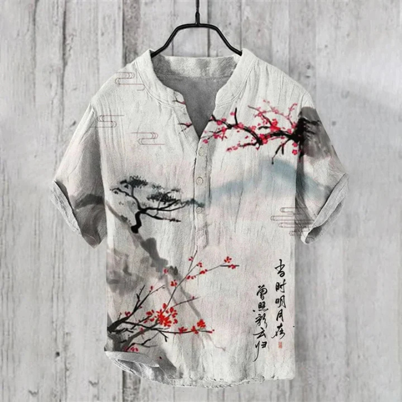 Casual Graphic Printed Short Sleeve Men's Summer Shirt